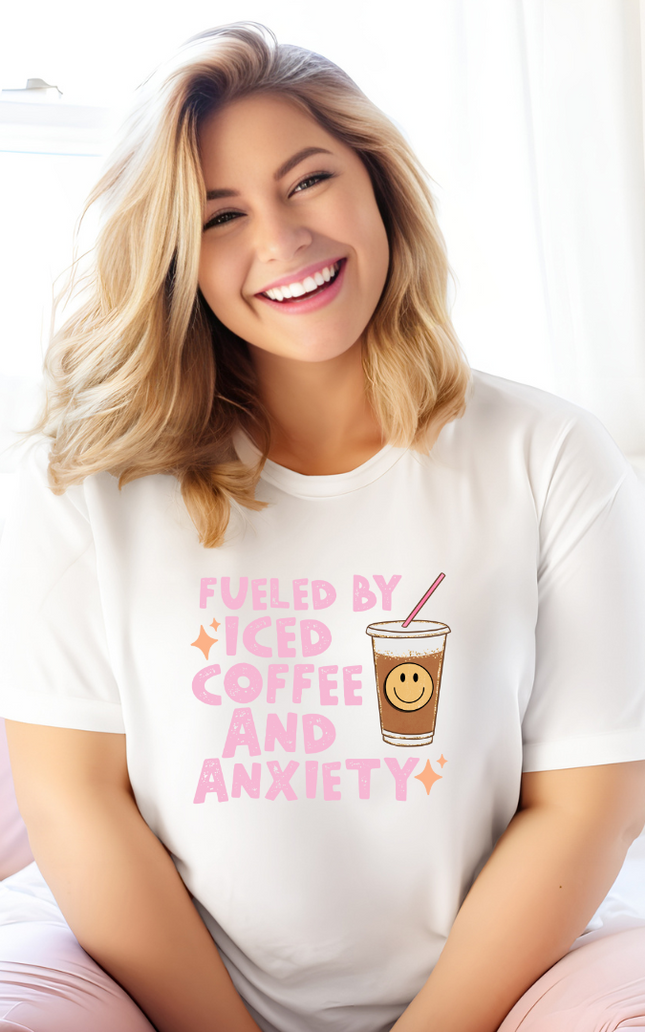 Fueled By Coffee And Anxiety Tee - White