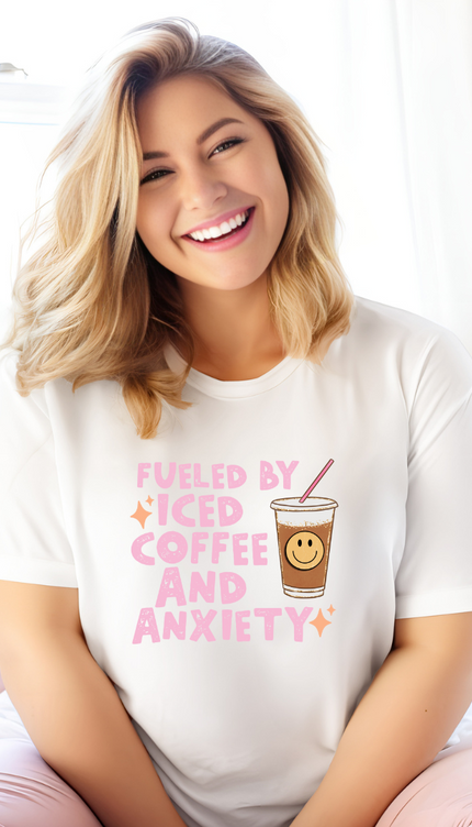 Fueled By Coffee And Anxiety Tee - White