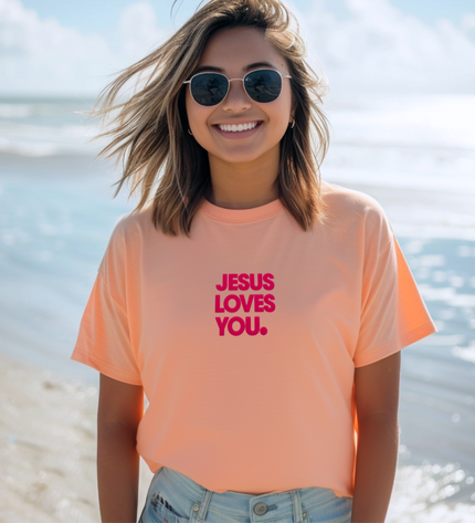 Jesus Loves You Neon Cantaloupe T Shirt