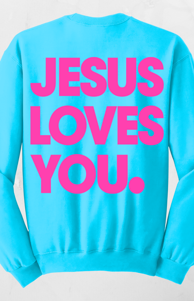 Jesus Loves You Blue Crewneck