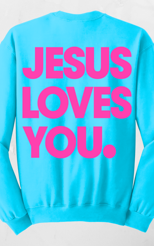 Jesus Loves You Blue Crewneck