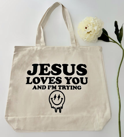 Jesus Loves You Organic Cotton Market Tote