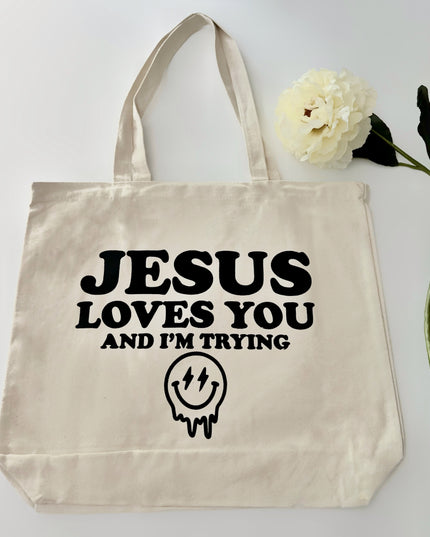 Jesus Loves You Organic Cotton Market Tote