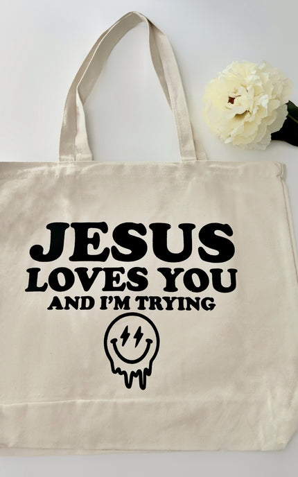 Jesus Loves You Organic Cotton Market Tote