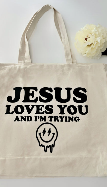 Jesus Loves You Organic Cotton Market Tote