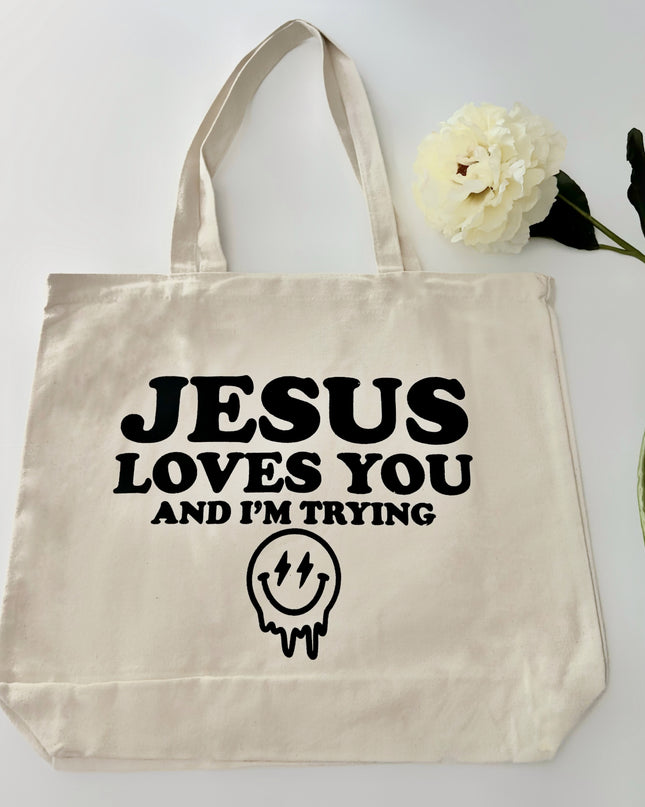 Jesus Loves You Organic Cotton Market Tote