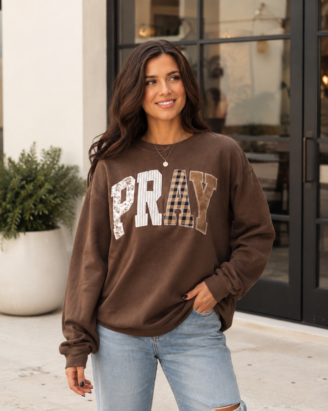PRAY Chocolate Crewneck