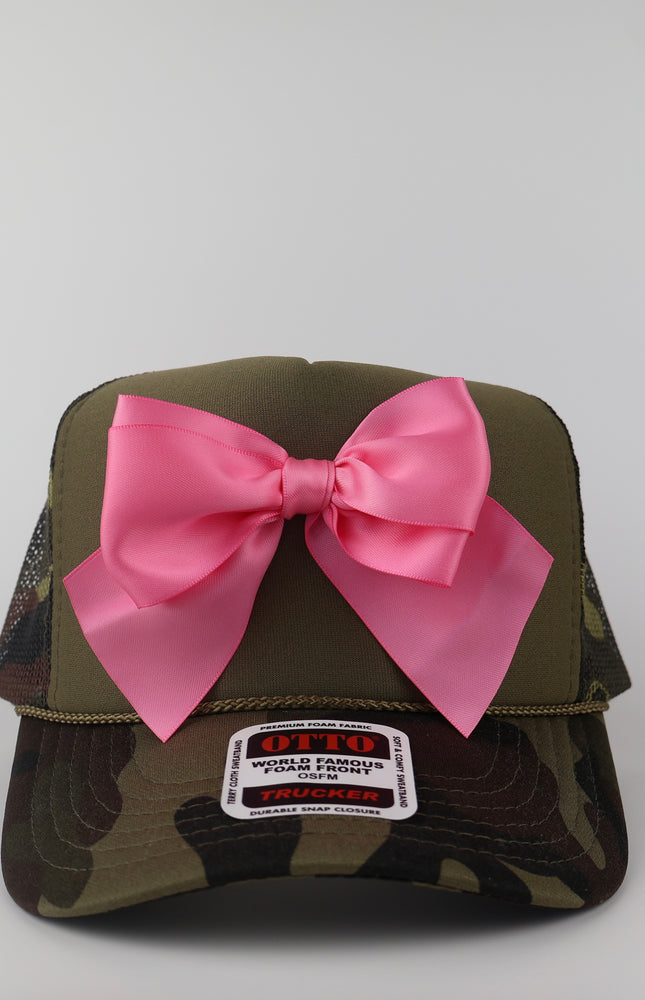 Pink Bow Camo Trucker Hat