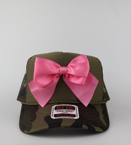 Pink Bow Camo Trucker Hat