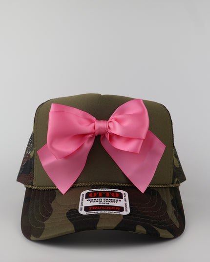 Pink Bow Camo Trucker Hat