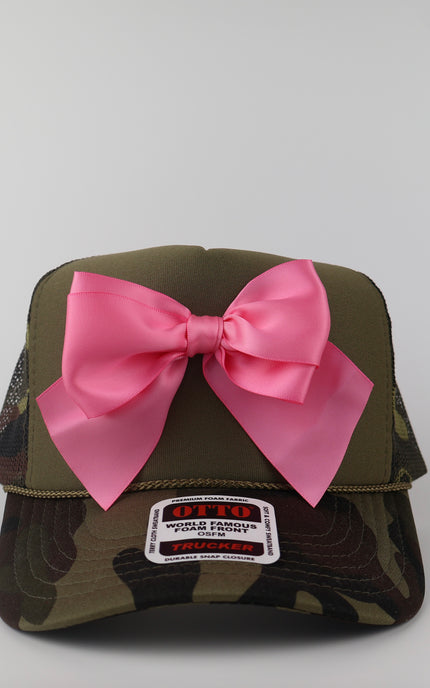 Pink Bow Camo Trucker Hat