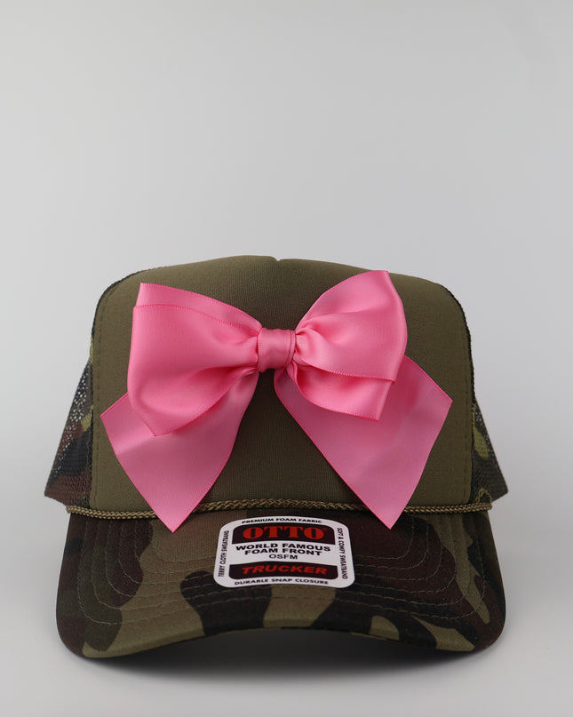 Pink Bow Camo Trucker Hat