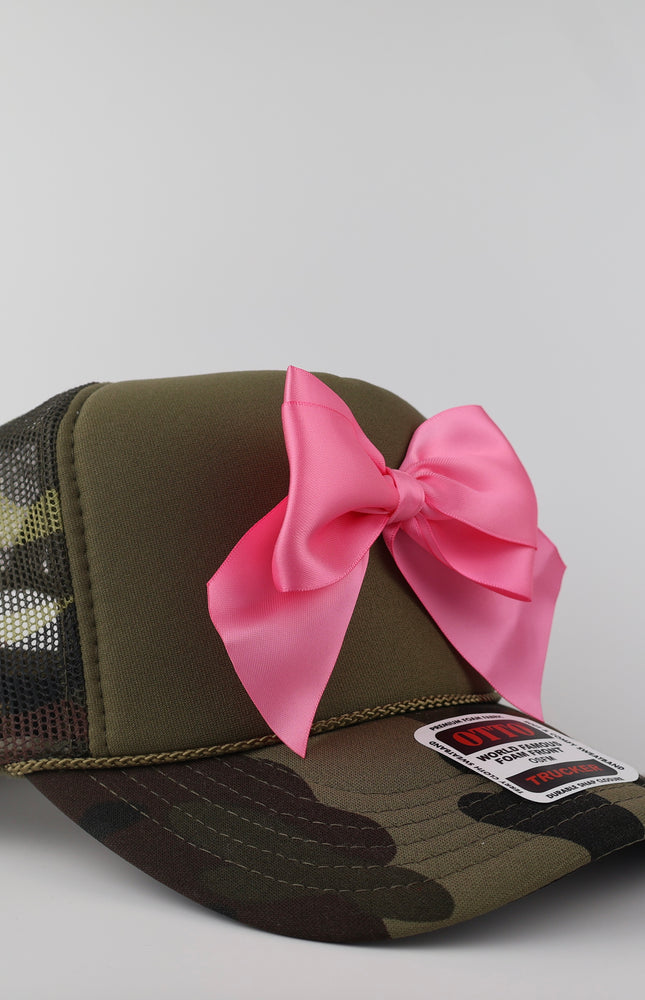 Pink Bow Camo Trucker Hat