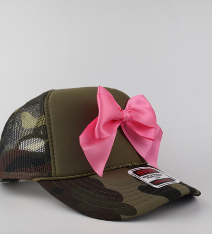Pink Bow Camo Trucker Hat