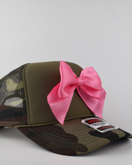 Pink Bow Camo Trucker Hat