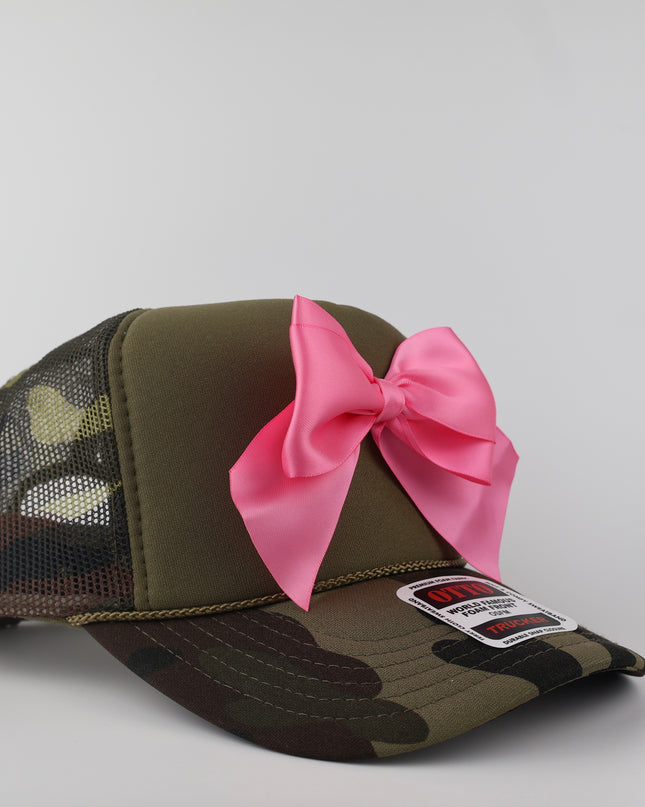 Pink Bow Camo Trucker Hat