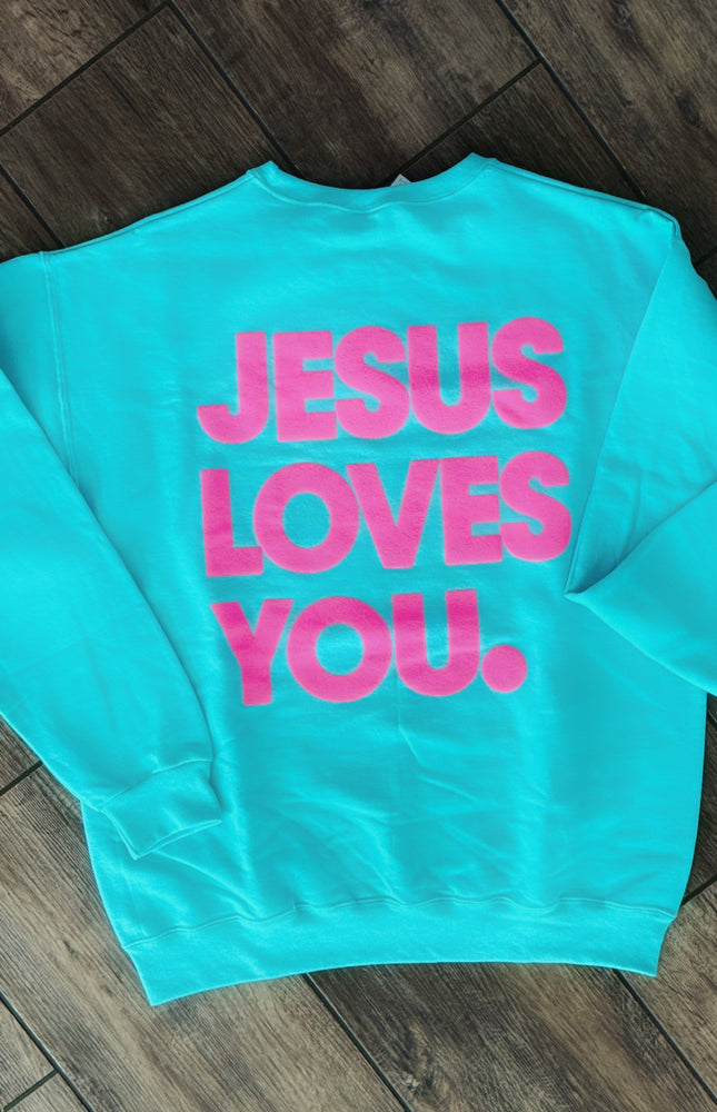 Jesus Loves You Blue Crewneck