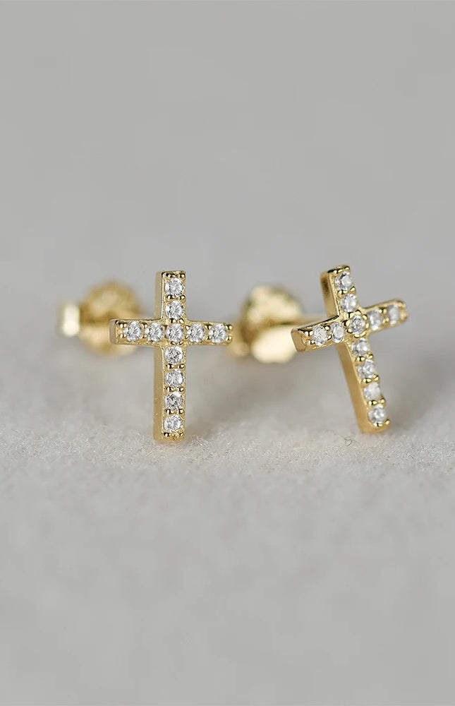 Gold Cross Earrings