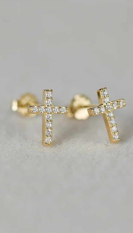 Gold Cross Earrings