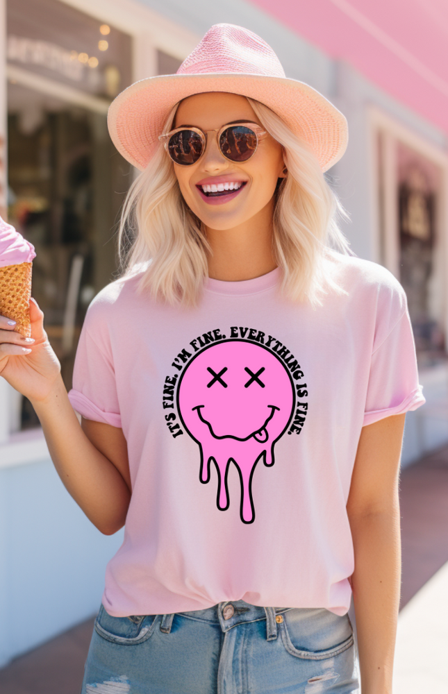 It's Fine, I'm Fine, Everything is Fine Tee - Soft Pink