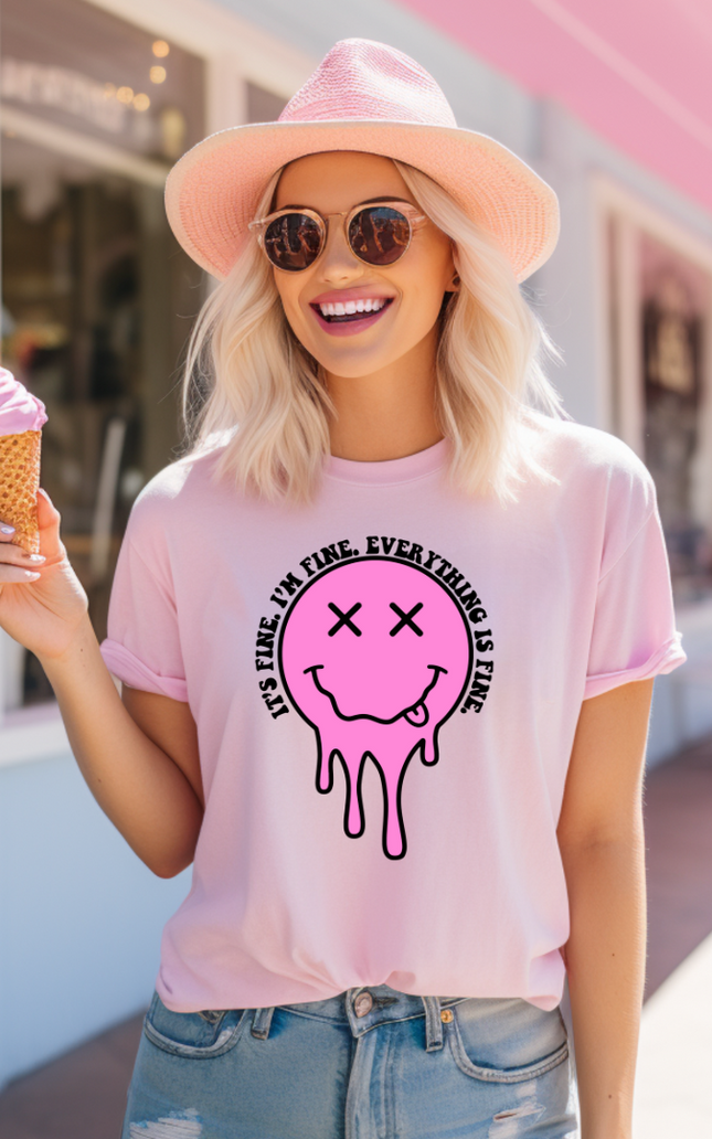 It's Fine, I'm Fine, Everything is Fine Tee - Soft Pink