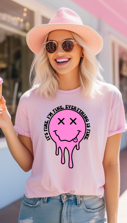 It's Fine, I'm Fine, Everything is Fine Tee - Soft Pink